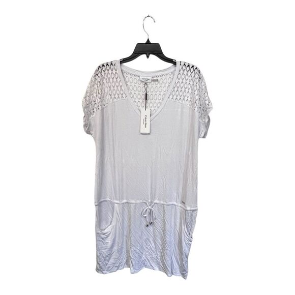 NWT Calvin Klein | Crochet Shoulder Tunic Cover Up Color White Size L/XL - Picture 5 of 14